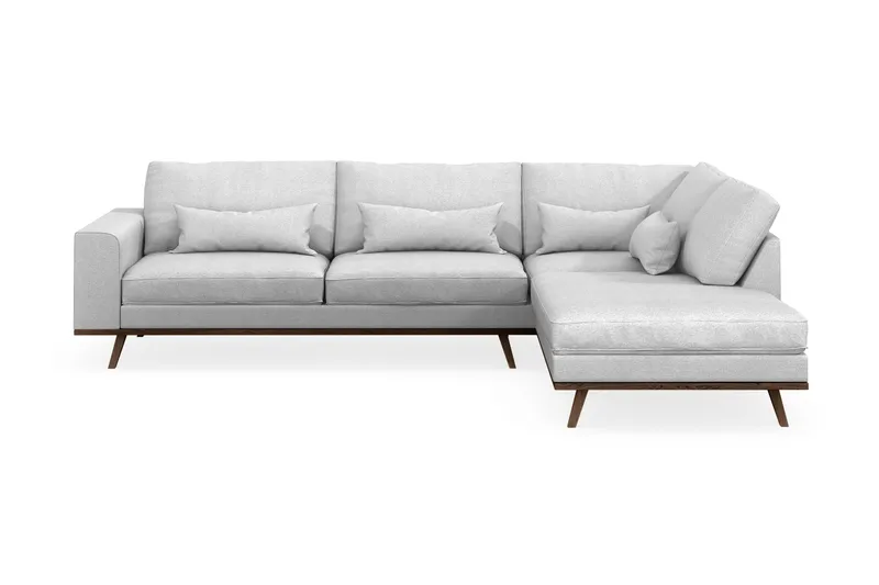 Copenhagen 4-istuttava Oikeakätinen L-muotoinen Divaanisohva Kankaalla - Vaaleanharmaa - Huonekalut - Sohva - Divaanisohva - 4 istuttava sohva divaanilla