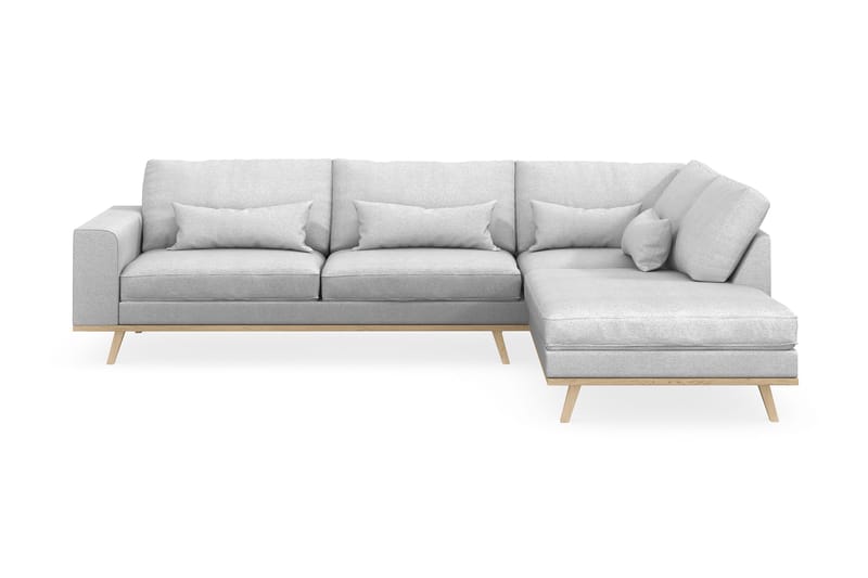 Copenhagen 4-istuttava Oikeakätinen L-muotoinen Divaanisohva Kankaalla - Vaaleanharmaa - Huonekalut - Sohva - Divaanisohva - 4 istuttava sohva divaanilla