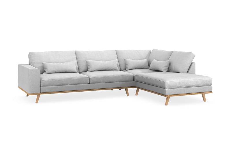 Copenhagen 4-istuttava Oikeakätinen L-muotoinen Divaanisohva Kankaalla - Vaaleanharmaa - Huonekalut - Sohva - Divaanisohva - 4 istuttava sohva divaanilla