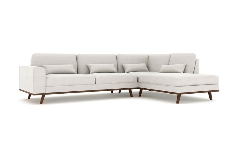 Copenhagen 4-istuttava Oikeakätinen L-muotoinen Divaanisohva Kankaalla - Vaaleanharmaa - Huonekalut - Sohva - Divaanisohva - 4 istuttava sohva divaanilla