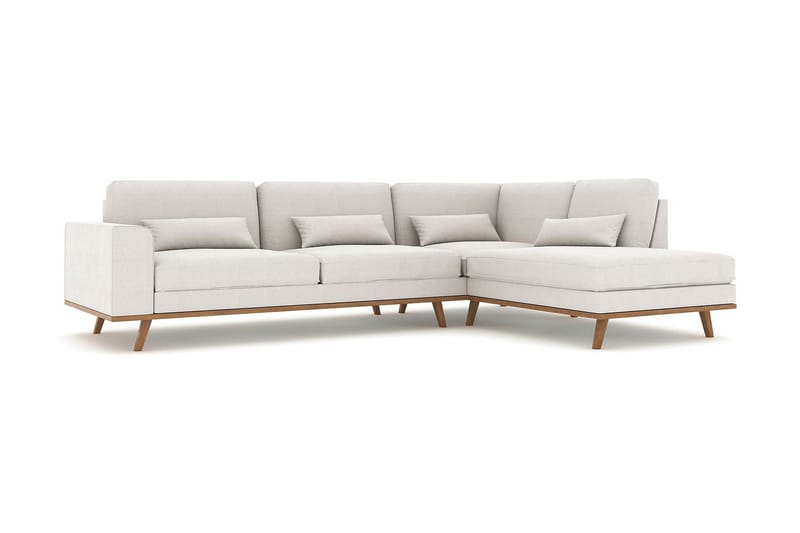 Copenhagen 4-istuttava Oikeakätinen L-muotoinen Divaanisohva Kankaalla - Vaaleanharmaa - Huonekalut - Sohva - Divaanisohva - 4 istuttava sohva divaanilla