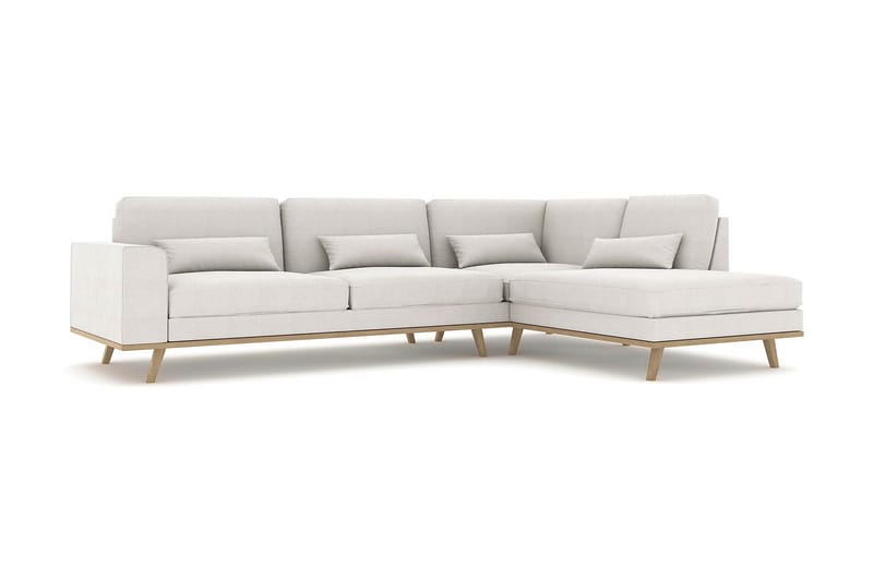 Copenhagen 4-istuttava Oikeakätinen L-muotoinen Divaanisohva Kankaalla - Vaaleanharmaa - Huonekalut - Sohva - Divaanisohva - 4 istuttava sohva divaanilla