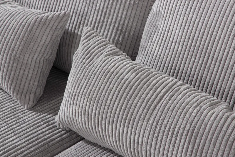 Copenhagen 4-istuttava Oikeakätinen L-muotoinen Divaanisohva Manchester-kankaalla - Vaaleanharmaa - Huonekalut - Sohva - Divaanisohva - 4 istuttava sohva divaanilla