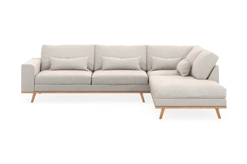 Copenhagen 4-istuttava Oikeakätinen L-muotoinen Divaanisohva Sametilla - Kermanvalkoinen - Huonekalut - Sohva - Divaanisohva - 4 istuttava sohva divaanilla