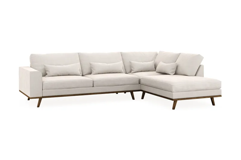 Copenhagen 4-istuttava Oikeakätinen L-muotoinen Divaanisohva Sametilla - Kermanvalkoinen - Huonekalut - Sohva - Divaanisohva - 4 istuttava sohva divaanilla