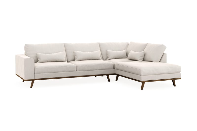 Copenhagen 4-istuttava Oikeakätinen L-muotoinen Divaanisohva Sametilla - Kermanvalkoinen - Huonekalut - Sohva - Divaanisohva - 4 istuttava sohva divaanilla