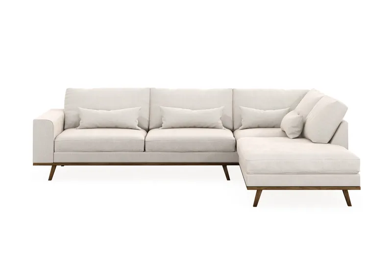 Copenhagen 4-istuttava Oikeakätinen L-muotoinen Divaanisohva Sametilla - Kermanvalkoinen - Huonekalut - Sohva - Divaanisohva - 4 istuttava sohva divaanilla