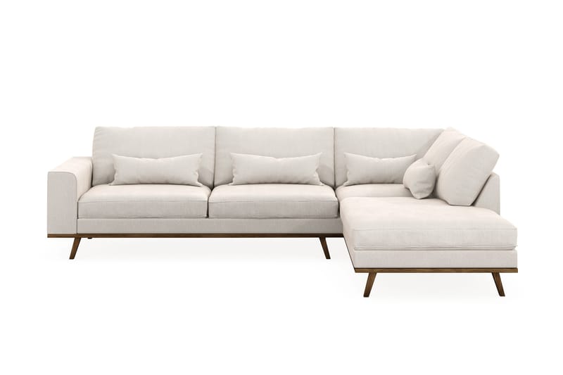 Copenhagen 4-istuttava Oikeakätinen L-muotoinen Divaanisohva Sametilla - Kermanvalkoinen - Huonekalut - Sohva - Divaanisohva - 4 istuttava sohva divaanilla