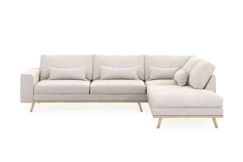 Copenhagen 4-istuttava Oikeakätinen L-muotoinen Divaanisohva Sametilla - Kermanvalkoinen - Huonekalut - Sohva - Divaanisohva - 4 istuttava sohva divaanilla