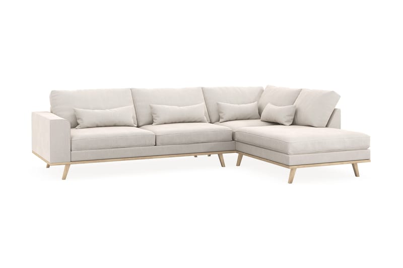 Copenhagen 4-istuttava Oikeakätinen L-muotoinen Divaanisohva Sametilla - Kermanvalkoinen - Huonekalut - Sohva - Divaanisohva - 4 istuttava sohva divaanilla