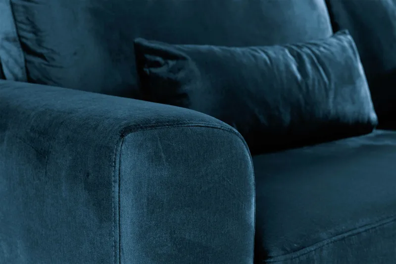 Copenhagen 4-istuttava Oikeakätinen L-muotoinen Divaanisohva Sametilla - Sininen - Huonekalut - Sohva - Divaanisohva - 4 istuttava sohva divaanilla