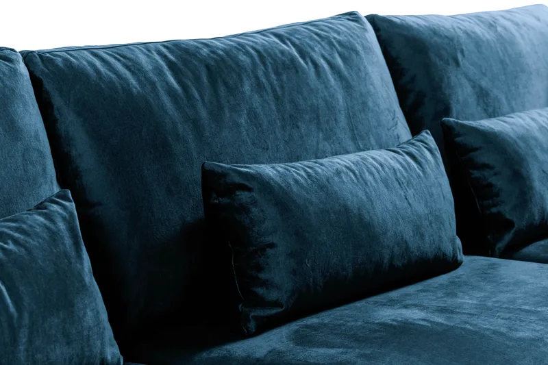 Copenhagen 4-istuttava Oikeakätinen L-muotoinen Divaanisohva Sametilla - Sininen - Huonekalut - Sohva - Divaanisohva - 4 istuttava sohva divaanilla