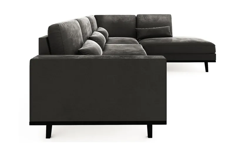 Copenhagen 4-istuttava Oikeakätinen L-muotoinen Divaanisohva Sametilla - Tummanharmaa - Huonekalut - Sohva - Divaanisohva - 4 istuttava sohva divaanilla
