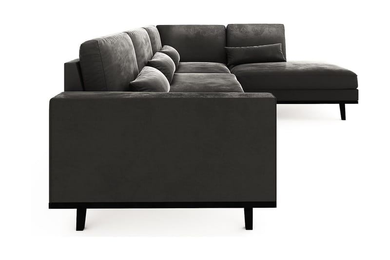 Copenhagen 4-istuttava Oikeakätinen L-muotoinen Divaanisohva Sametilla - Tummanharmaa - Huonekalut - Sohva - Divaanisohva - 4 istuttava sohva divaanilla