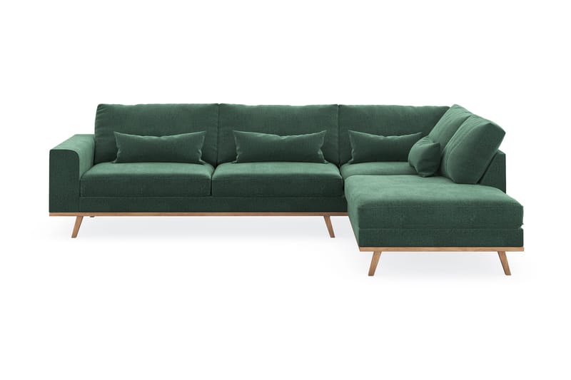 Copenhagen 4-istuttava Oikeakätinen L-muotoinen Divaanisohva Sametilla - Tummanvihreä - Huonekalut - Sohva - Divaanisohva - 4 istuttava sohva divaanilla