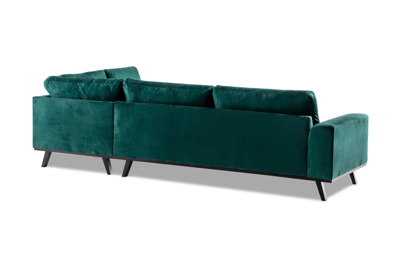 Copenhagen 4-istuttava Oikeakätinen L-muotoinen Divaanisohva Sametilla - Vihreä - Huonekalut - Sohva - Divaanisohva - 4 istuttava sohva divaanilla
