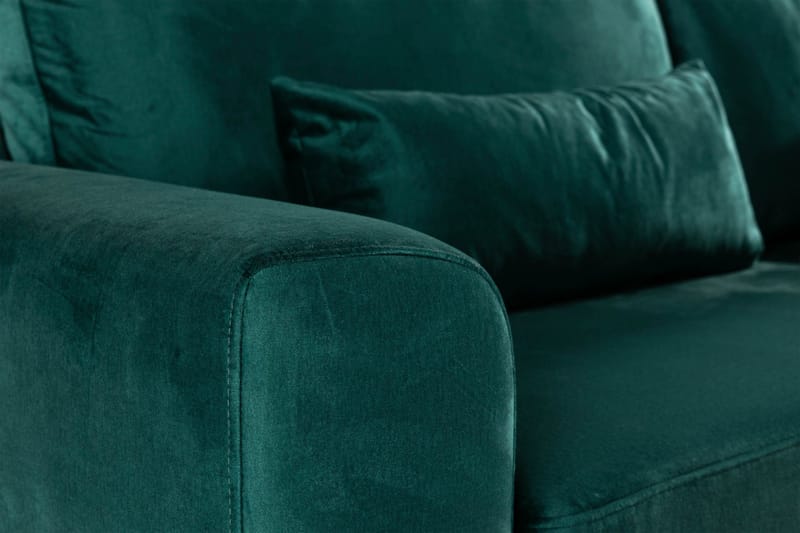 Copenhagen 4-istuttava Oikeakätinen L-muotoinen Divaanisohva Sametilla - Vihreä - Huonekalut - Sohva - Divaanisohva - 4 istuttava sohva divaanilla