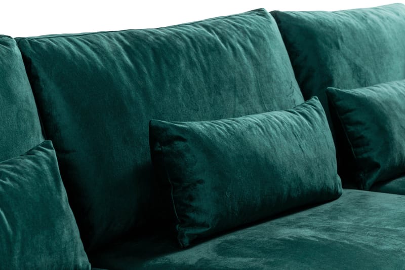 Copenhagen 4-istuttava Oikeakätinen L-muotoinen Divaanisohva Sametilla - Vihreä - Huonekalut - Sohva - Divaanisohva - 4 istuttava sohva divaanilla