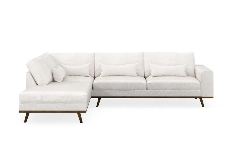 Copenhagen 4-istuttava Vasenkätinen L-muotoinen Divaanisohva Bouclélla - Valkoinen - Huonekalut - Sohva - Divaanisohva - 4 istuttava sohva divaanilla