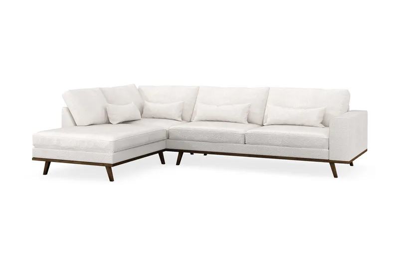 Copenhagen 4-istuttava Vasenkätinen L-muotoinen Divaanisohva Bouclélla - Valkoinen - Huonekalut - Sohva - Divaanisohva - 4 istuttava sohva divaanilla