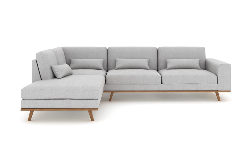 Copenhagen 4-istuttava Vasenkätinen L-muotoinen Divaanisohva Kankaalla - Harmaa - Huonekalut - Sohva - Divaanisohva - 4 istuttava sohva divaanilla