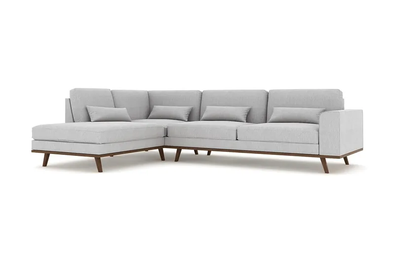 Copenhagen 4-istuttava Vasenkätinen L-muotoinen Divaanisohva Kankaalla - Harmaa - Huonekalut - Sohva - Divaanisohva - 4 istuttava sohva divaanilla