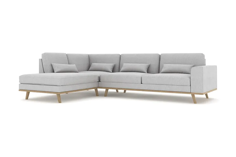 Copenhagen 4-istuttava Vasenkätinen L-muotoinen Divaanisohva Kankaalla - Harmaa - Huonekalut - Sohva - Divaanisohva - 4 istuttava sohva divaanilla