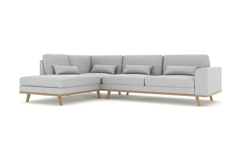 Copenhagen 4-istuttava Vasenkätinen L-muotoinen Divaanisohva Kankaalla - Harmaa - Huonekalut - Sohva - Divaanisohva - 4 istuttava sohva divaanilla