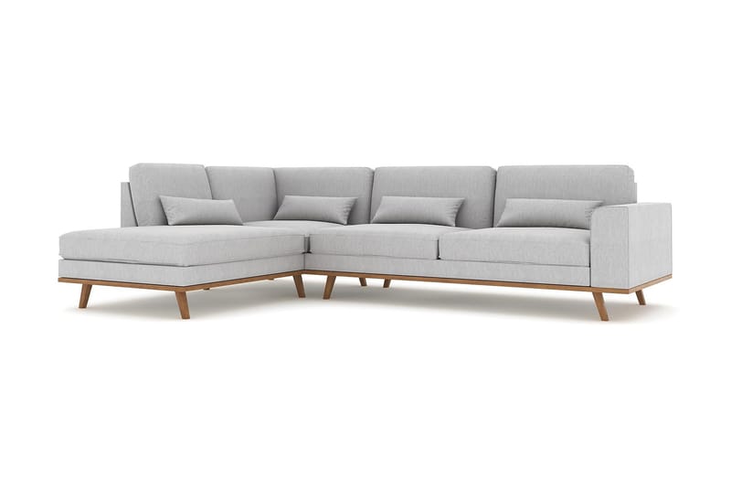 Copenhagen 4-istuttava Vasenkätinen L-muotoinen Divaanisohva Kankaalla - Harmaa - Huonekalut - Sohva - Divaanisohva - 4 istuttava sohva divaanilla