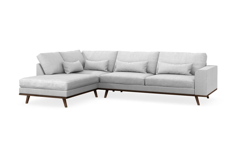Copenhagen 4-istuttava Vasenkätinen L-muotoinen Divaanisohva Kankaalla - Vaaleanharmaa - Huonekalut - Sohva - Divaanisohva - 4 istuttava sohva divaanilla