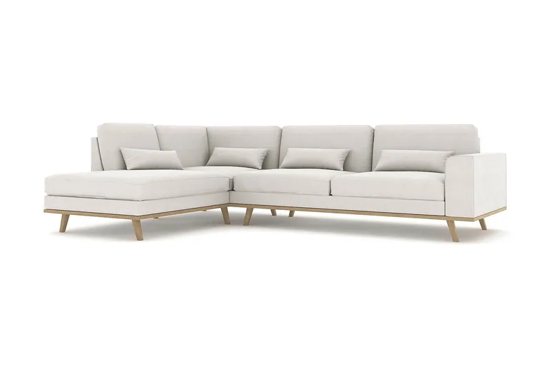 Copenhagen 4-istuttava Vasenkätinen L-muotoinen Divaanisohva Kankaalla - Vaaleanharmaa - Huonekalut - Sohva - Divaanisohva - 4 istuttava sohva divaanilla