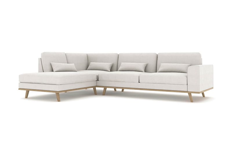 Copenhagen 4-istuttava Vasenkätinen L-muotoinen Divaanisohva Kankaalla - Vaaleanharmaa - Huonekalut - Sohva - Divaanisohva - 4 istuttava sohva divaanilla