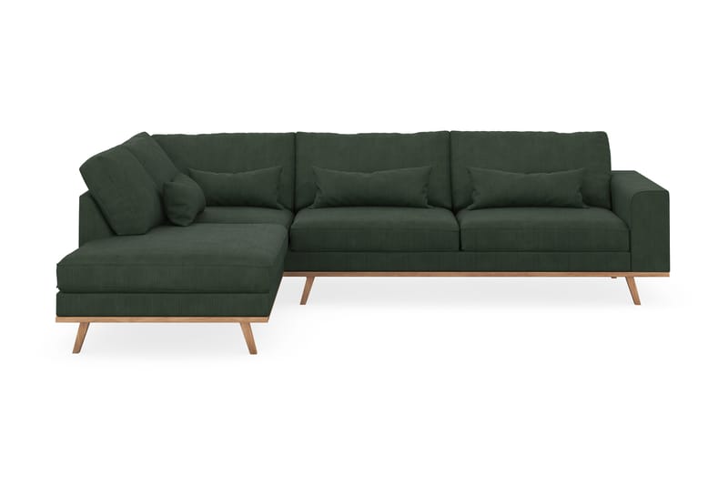 Copenhagen 4-istuttava Vasenkätinen L-muotoinen Divaanisohva Manchester-kankaalla - Tummanvihreä - Huonekalut - Sohva - Divaanisohva - 4 istuttava sohva divaanilla