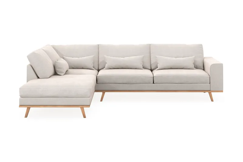Copenhagen 4-istuttava Vasenkätinen L-muotoinen Divaanisohva Sametilla - Kermanvalkoinen - Huonekalut - Sohva - Divaanisohva - 4 istuttava sohva divaanilla