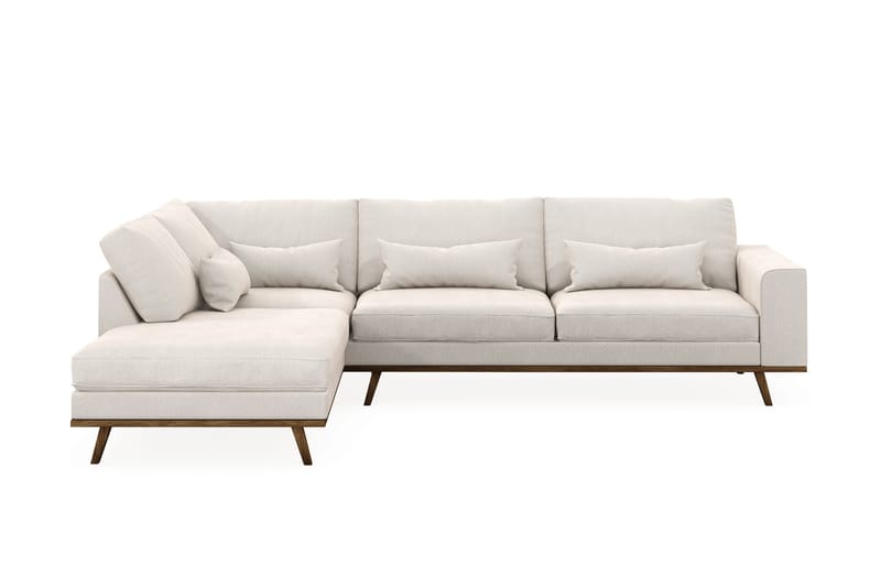 Copenhagen 4-istuttava Vasenkätinen L-muotoinen Divaanisohva Sametilla - Kermanvalkoinen - Huonekalut - Sohva - Divaanisohva - 4 istuttava sohva divaanilla