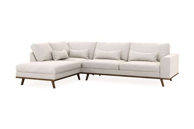 Copenhagen 4-istuttava Vasenkätinen L-muotoinen Divaanisohva Sametilla - Kermanvalkoinen - Huonekalut - Sohva - Divaanisohva - 4 istuttava sohva divaanilla