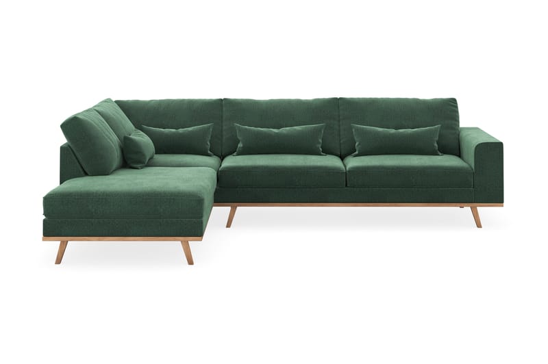 Copenhagen 4-istuttava Vasenkätinen L-muotoinen Divaanisohva Sametilla - Tummanvihreä - Huonekalut - Sohva - Divaanisohva - 4 istuttava sohva divaanilla