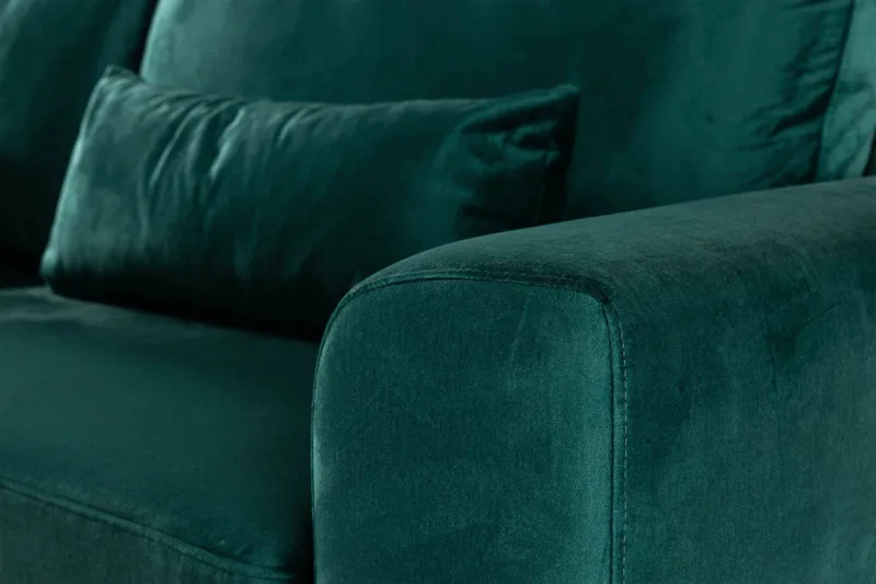 Copenhagen 4-istuttava Vasenkätinen L-muotoinen Divaanisohva Sametilla - Vihreä - Huonekalut - Sohva - Divaanisohva - 4 istuttava sohva divaanilla
