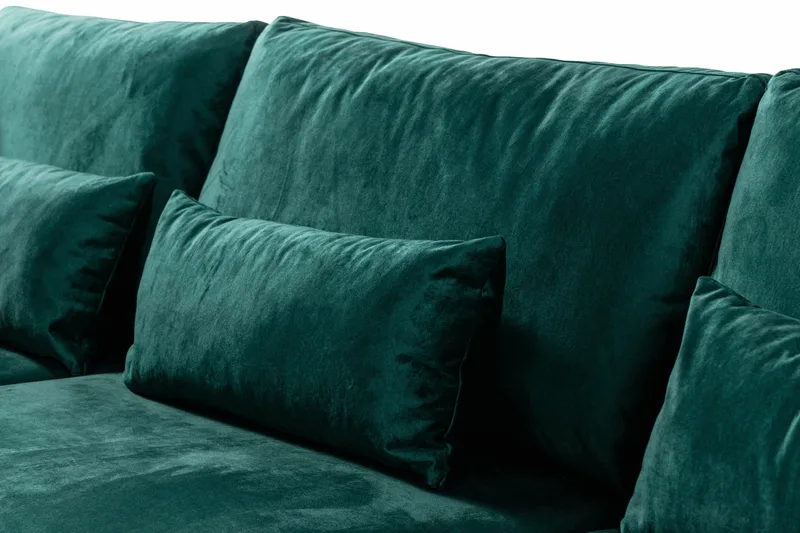 Copenhagen 4-istuttava Vasenkätinen L-muotoinen Divaanisohva Sametilla - Vihreä - Huonekalut - Sohva - Divaanisohva - 4 istuttava sohva divaanilla
