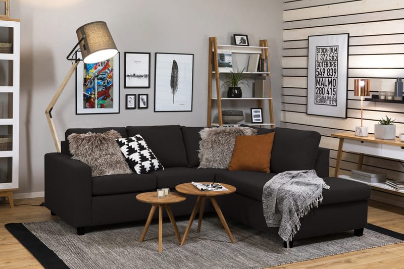 Crazy 3-istuttava Oikeakätinen L-muotoinen Divaanisohva Kankaalla - Antrasiitti - Huonekalut - Sohva - Divaanisohva - 2 istuttava sohva divaanilla