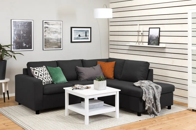 Crazy 3-istuttava Oikeakätinen L-muotoinen Divaanisohva Kankaalla - Antrasiitti - Huonekalut - Sohva - Divaanisohva - 2 istuttava sohva divaanilla