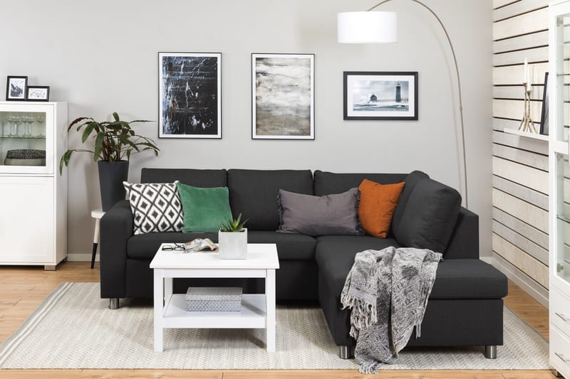 Crazy 3-istuttava Oikeakätinen L-muotoinen Divaanisohva Kankaalla - Antrasiitti - Huonekalut - Sohva - Divaanisohva - 2 istuttava sohva divaanilla