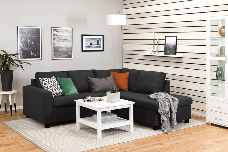 Crazy 3-istuttava Oikeakätinen L-muotoinen Divaanisohva Kankaalla - Antrasiitti - Huonekalut - Sohva - Divaanisohva - 2 istuttava sohva divaanilla