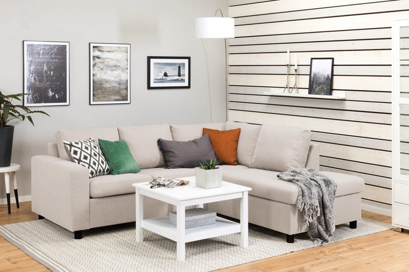 Crazy 3-istuttava Oikeakätinen L-muotoinen Divaanisohva Kankaalla - Beige - Huonekalut - Sohva - Divaanisohva - 2 istuttava sohva divaanilla