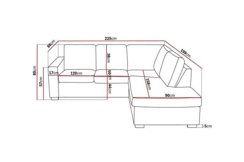 Crazy 3-istuttava Oikeakätinen L-muotoinen Divaanisohva Kankaalla - Beige - Huonekalut - Sohva - Divaanisohva - 2 istuttava sohva divaanilla