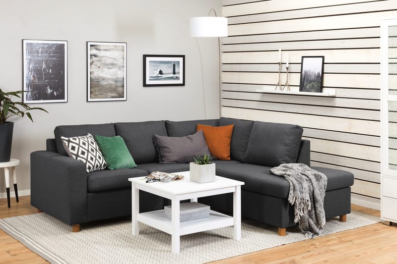 Crazy 3-istuttava Oikeakätinen L-muotoinen Divaanisohva Kankaalla - Tummanharmaa - Huonekalut - Sohva - Divaanisohva - 2 istuttava sohva divaanilla