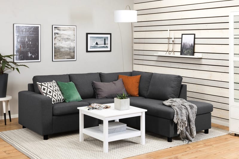 Crazy 3-istuttava Oikeakätinen L-muotoinen Divaanisohva Kankaalla - Tummanharmaa - Huonekalut - Sohva - Divaanisohva - 2 istuttava sohva divaanilla