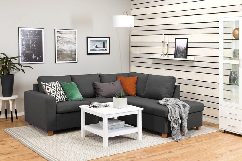 Crazy 3-istuttava Oikeakätinen L-muotoinen Divaanisohva Kankaalla - Tummanharmaa - Huonekalut - Sohva - Divaanisohva - 2 istuttava sohva divaanilla