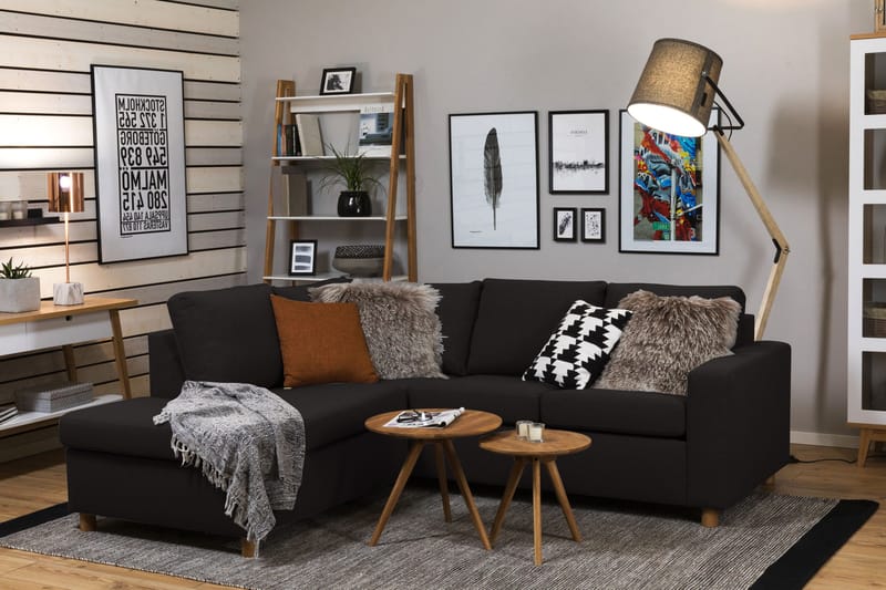 Crazy 3-istuttava Vasenkätinen L-muotoinen Divaanisohva Kankaalla - Antrasiitti - Huonekalut - Sohva - Divaanisohva - 2 istuttava sohva divaanilla