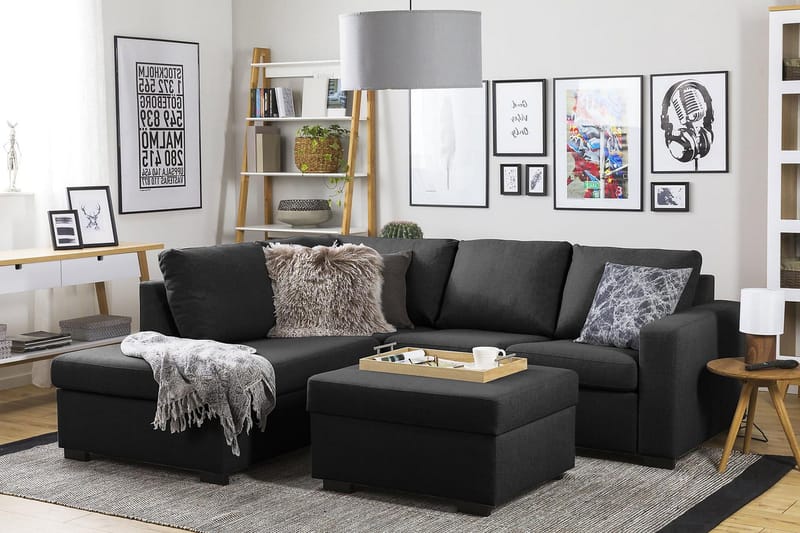 Crazy 3-istuttava Vasenkätinen L-muotoinen Divaanisohva Kankaalla - Antrasiitti - Huonekalut - Sohva - Divaanisohva - 2 istuttava sohva divaanilla